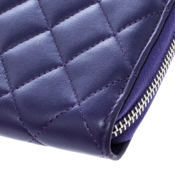 Chanel Purple Quilted Leather Reissue Zip Around Wallet