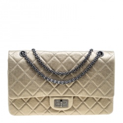 مملوكة مسبقًا Chanel Light Gold Quilted Leather Reissue 2.55 Classic 227 Flap Bag