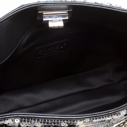 Chanel Black/Grey Striped Sequins Small Reissue Tote
