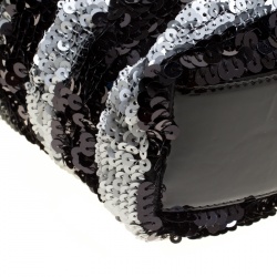 Chanel Black/Grey Striped Sequins Small Reissue Tote