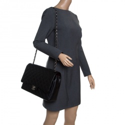 Pre Owned Chanel Black Leather Maxi Classic Double Flap Bag