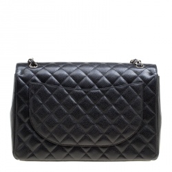 Pre Owned Chanel Black Leather Maxi Classic Double Flap Bag