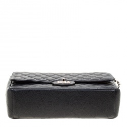 Pre Owned Chanel Black Leather Maxi Classic Double Flap Bag