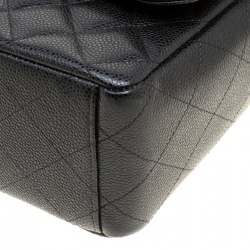 Pre Owned Chanel Black Leather Maxi Classic Double Flap Bag