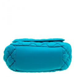 Pre Owned Chanel Turquoise Quilted Bubble Jersey Snake Effect Chain Shoulder Bag