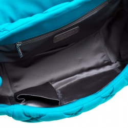 Pre Owned Chanel Turquoise Quilted Bubble Jersey Snake Effect Chain Shoulder Bag