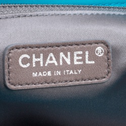 Pre Owned Chanel Turquoise Quilted Bubble Jersey Snake Effect Chain Shoulder Bag