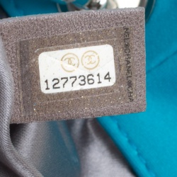 Pre Owned Chanel Turquoise Quilted Bubble Jersey Snake Effect Chain Shoulder Bag