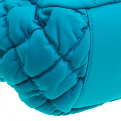 Pre Owned Chanel Turquoise Quilted Bubble Jersey Snake Effect Chain Shoulder Bag