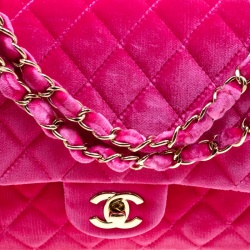 Pre Owned حقيبة شانيل كلاسيك بقلاب مزدوج جلد مبطن بيج ميتاليك