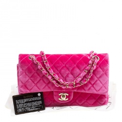 Pre Owned حقيبة شانيل كلاسيك بقلاب مزدوج جلد مبطن بيج ميتاليك