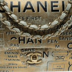 Pre Owned Chanel Gold/Mint Green Hand Painted Leather Medium Classic Double Flap Bag