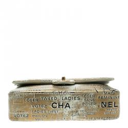 Pre Owned Chanel Gold/Mint Green Hand Painted Leather Medium Classic Double Flap Bag