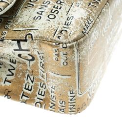 Pre Owned Chanel Gold/Mint Green Hand Painted Leather Medium Classic Double Flap Bag