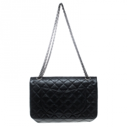Pre Owned Chanel Black Quilted Charm Embellished Leather 2.55 Reissue 225 Flap Bag