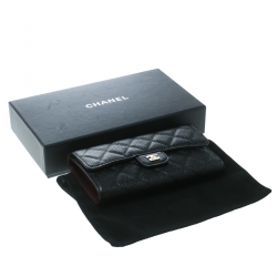 Chanel Black Caviar Leather Classic Continental Wallet