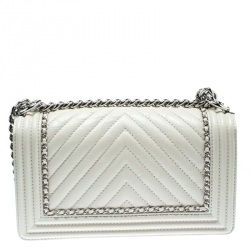 Chanel Cream Quilted Leather Medium Boy Flap Bag