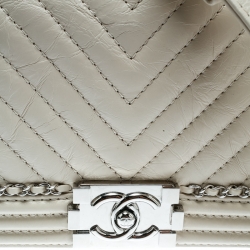 Chanel Cream Quilted Leather Medium Boy Flap Bag