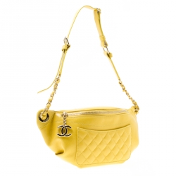 Chanel Yellow Quilted Leather Waist Bag