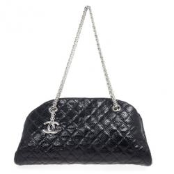 Pre Owned Chanel Black Quilted Crackled Python Just Mademoiselle bag 