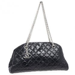 Pre Owned Chanel Black Quilted Crackled Python Just Mademoiselle bag 