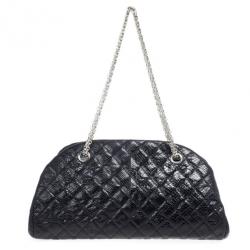 Pre Owned Chanel Black Quilted Crackled Python Just Mademoiselle bag 