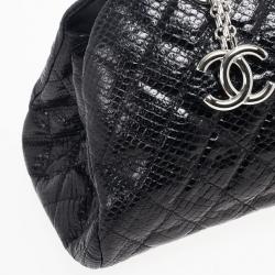 Pre Owned Chanel Black Quilted Crackled Python Just Mademoiselle bag 