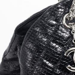 Pre Owned Chanel Black Quilted Crackled Python Just Mademoiselle bag 