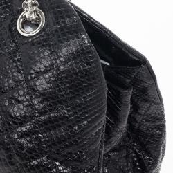 Pre Owned Chanel Black Quilted Crackled Python Just Mademoiselle bag 