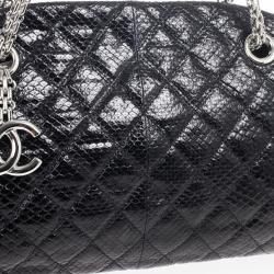 Pre Owned Chanel Black Quilted Crackled Python Just Mademoiselle bag 