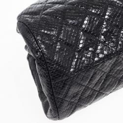 Pre Owned Chanel Black Quilted Crackled Python Just Mademoiselle bag 