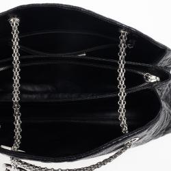 Pre Owned Chanel Black Quilted Crackled Python Just Mademoiselle bag 