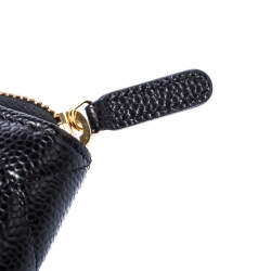 Chanel Black Quilted Leather Zip Around Wallet