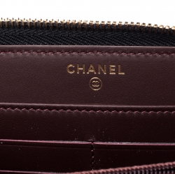 Chanel Black Quilted Leather Zip Around Wallet