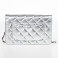 مملوكة مسبقًا Chanel Silver Quilted Classic Quilted WOC Bag