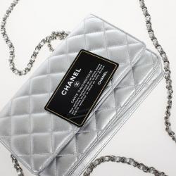 مملوكة مسبقًا Chanel Silver Quilted Classic Quilted WOC Bag