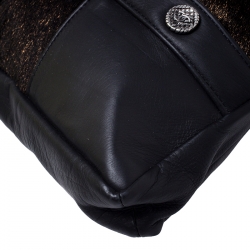 Pre Owned حقيبة شانيل غيرل شعر عجل وجلد ذهبية/ سوداء