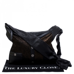 Pre Owned حقيبة شانيل غيرل شعر عجل وجلد ذهبية/ سوداء