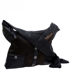 Pre Owned حقيبة شانيل غيرل شعر عجل وجلد ذهبية/ سوداء