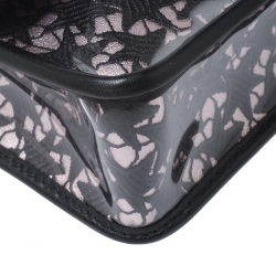 Pre Owned Chanel Black/Pink PVC Over Lace Medium Classic Single Flap Bag