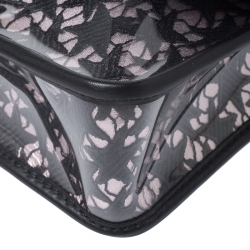 Pre Owned Chanel Black/Pink PVC Over Lace Medium Classic Single Flap Bag