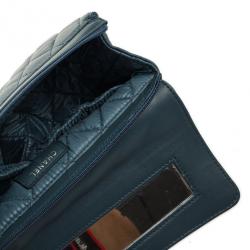 Pre Owned Chanel Blue Quilted Lambskin Classic Flap Make Up Pochette