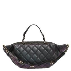 Pre Owned Chanel Metallic Green/Purple Quilted Leather Fanny Pack Waistbelt Bag