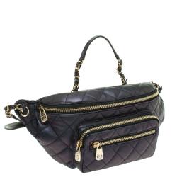 Pre Owned Chanel Metallic Green/Purple Quilted Leather Fanny Pack Waistbelt Bag