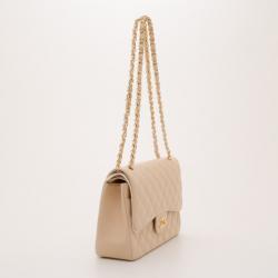 Pre Owned Chanel Classic Beige Caviar Jumbo 2.55 Flap 