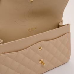 Pre Owned Chanel Classic Beige Caviar Jumbo 2.55 Flap 