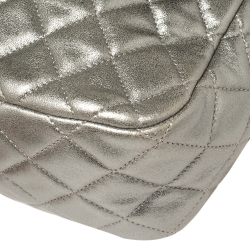 Pre Owned Chanel Silver Quilted Leather Large Seoul Backpack