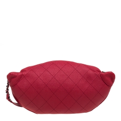 Pre Owned Chanel Pink Quilted Leather Zip and Carry Waist Bag 