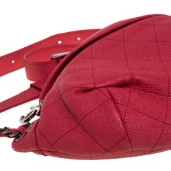 Pre Owned Chanel Pink Quilted Leather Zip and Carry Waist Bag 