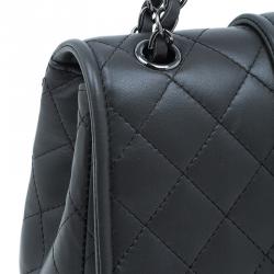 Pre Owned Chanel Dark Grey Lambskin Elementary Chic Flap Bag